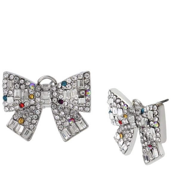 Betsey  Johnson Crystal Bow Stud Earrings - Picture 1 of 5